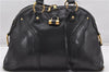 Authentic YVES SAINT LAURENT Muse Shoulder Hand Bag Leather Black K4609