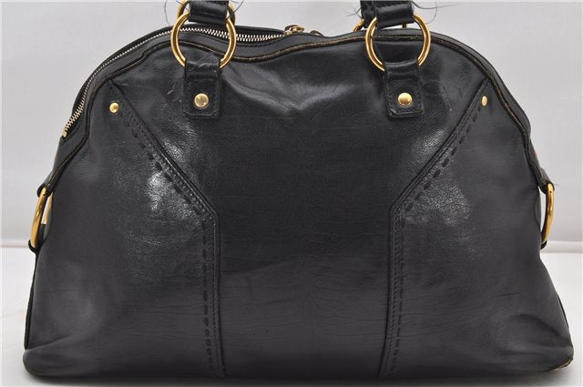 Authentic YVES SAINT LAURENT Muse Shoulder Hand Bag Leather Black K4609