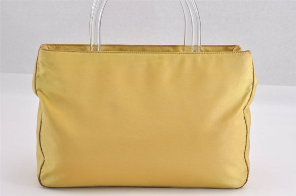 Authentic PRADA Vintage Nylon Tessuto Clear Plastic Hand Bag Purse Yellow K4613