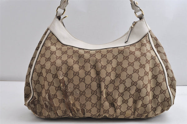 Authentic GUCCI Abbey Shoulder Tote Bag GG Canvas Leather 189833 Brown K4623