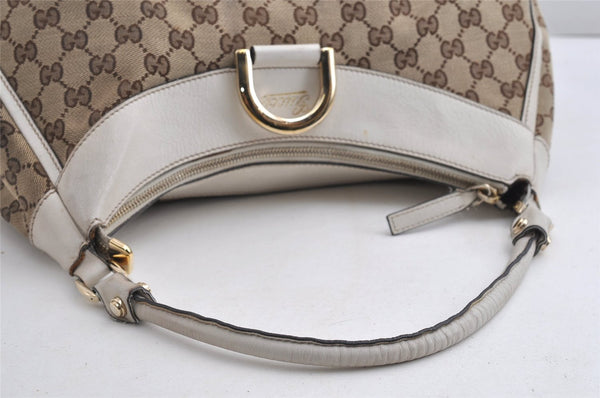 Authentic GUCCI Abbey Shoulder Tote Bag GG Canvas Leather 189833 Brown K4623