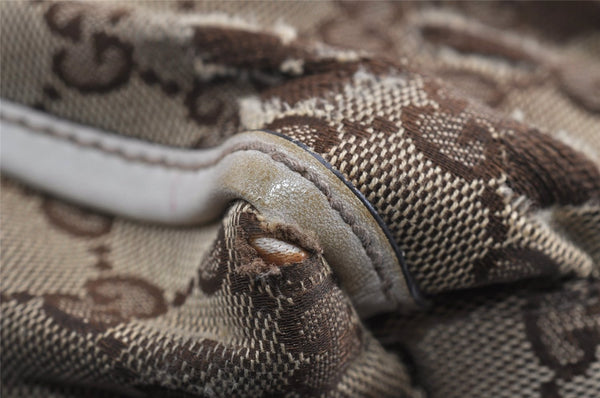 Authentic GUCCI Abbey Shoulder Tote Bag GG Canvas Leather 189833 Brown K4623