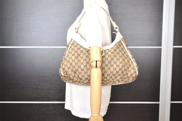 Authentic GUCCI Abbey Shoulder Tote Bag GG Canvas Leather 189833 Brown K4623