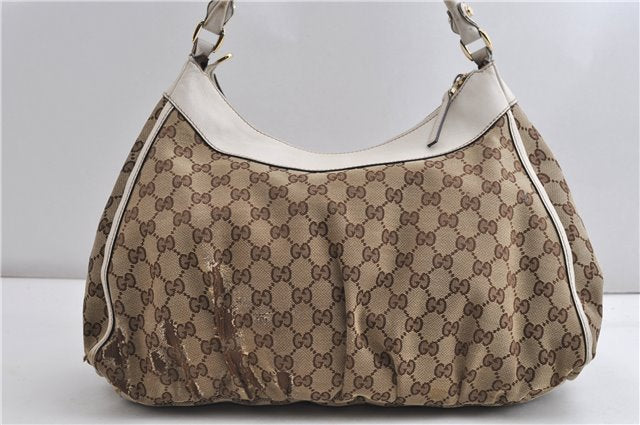 Authentic GUCCI Abbey Shoulder Tote Bag GG Canvas Leather 189833 Brown K4623