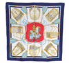 Authentic HERMES Carre 90 Scarf "LES MUSEROLLES" Silk Navy K4624