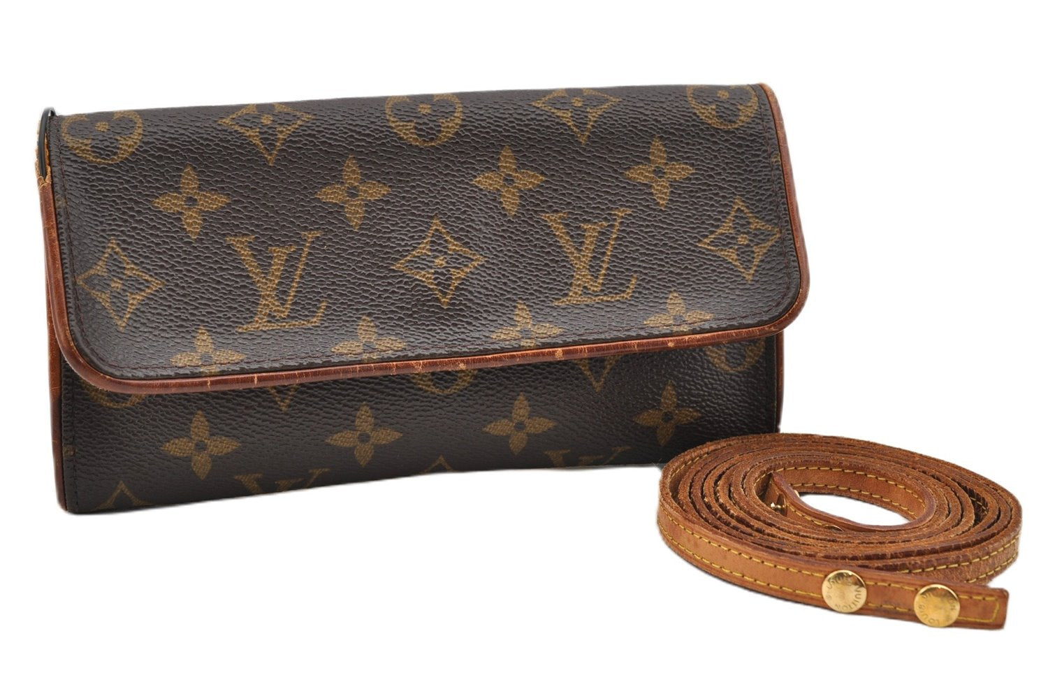 Authentic Louis Vuitton Monogram Pochette Twin PM Shoulder Bag M51854 LV K4627