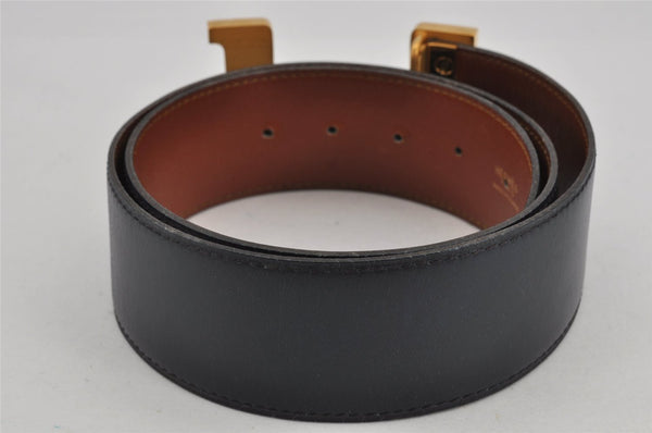 Authentic HERMES Large Constance Leather Belt Size 75cm 29.5" Navy Brown K4641