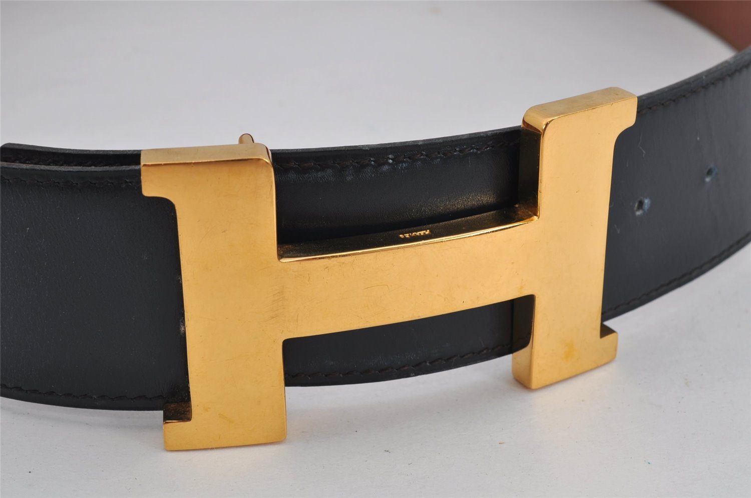 Authentic HERMES Large Constance Leather Belt Size 75cm 29.5