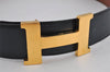 Authentic HERMES Large Constance Leather Belt Size 75cm 29.5" Navy Brown K4641