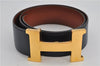 Authentic HERMES Large Constance Leather Belt Size 75cm 29.5" Navy Brown K4641