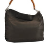 Authentic GUCCI Bamboo Shoulder Bag Purse Nylon Leather Brown K4645