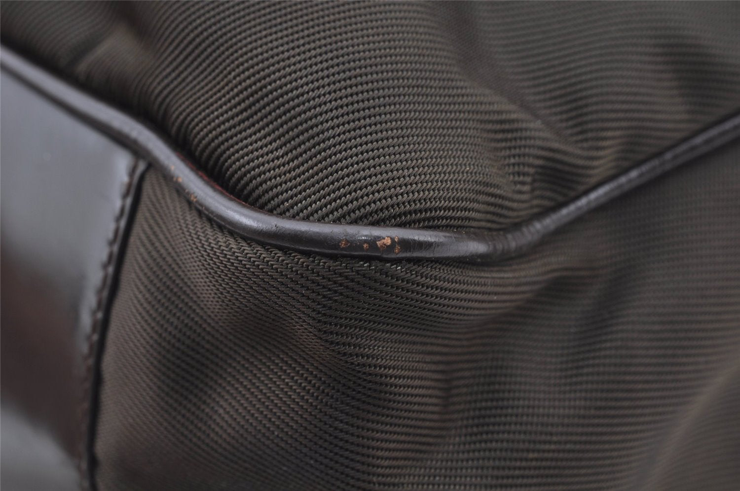 Authentic GUCCI Bamboo Shoulder Bag Purse Nylon Leather Brown K4645