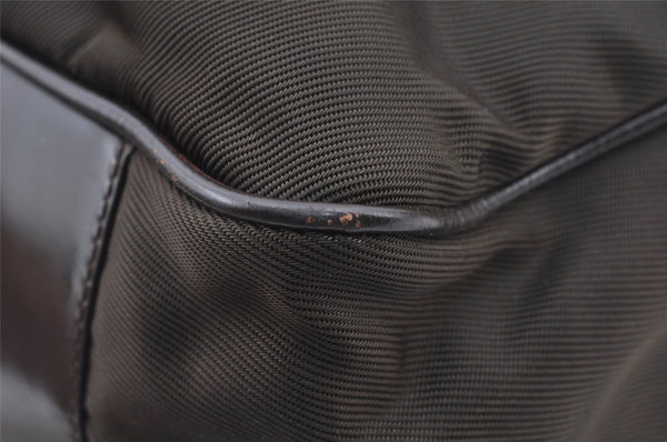 Authentic GUCCI Bamboo Shoulder Bag Purse Nylon Leather Brown K4645