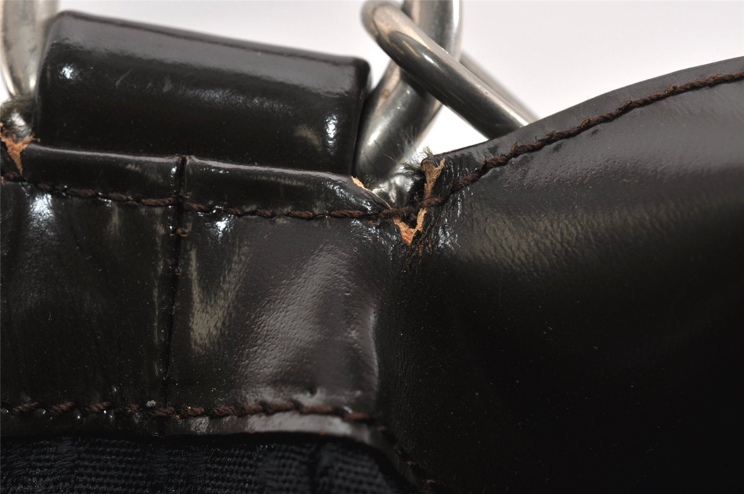 Authentic GUCCI Bamboo Shoulder Bag Purse Nylon Leather Brown K4645