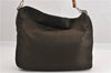 Authentic GUCCI Bamboo Shoulder Bag Purse Nylon Leather Brown K4645