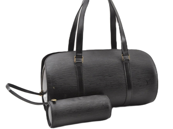 Authentic Louis Vuitton Epi Soufflot Hand Bag Black M52222 LV K4647