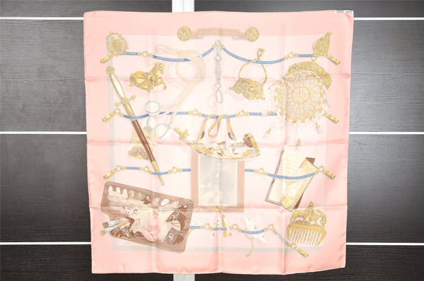 Authentic HERMES Carre 90 Scarf "Memoire d'Hermes" Silk Pink Box K4653