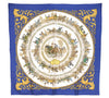 Authentic HERMES Carre 90 Scarf "LA PROMENADE DE LONGCHAMPS" Silk Blue K4655