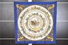 Authentic HERMES Carre 90 Scarf "LA PROMENADE DE LONGCHAMPS" Silk Blue K4655