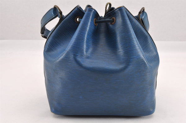 Authentic Louis Vuitton Epi Petit Noe Shoulder Drawstring Bag M44105 Blue K4659