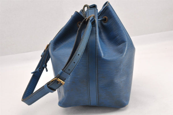 Authentic Louis Vuitton Epi Petit Noe Shoulder Drawstring Bag M44105 Blue K4659