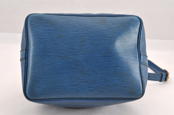 Authentic Louis Vuitton Epi Petit Noe Shoulder Drawstring Bag M44105 Blue K4659
