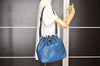 Authentic Louis Vuitton Epi Petit Noe Shoulder Drawstring Bag M44105 Blue K4659