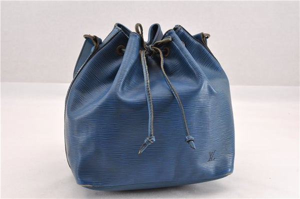 Authentic Louis Vuitton Epi Petit Noe Shoulder Drawstring Bag M44105 Blue K4659