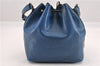 Authentic Louis Vuitton Epi Petit Noe Shoulder Drawstring Bag M44105 Blue K4659
