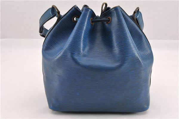 Authentic Louis Vuitton Epi Petit Noe Shoulder Drawstring Bag M44105 Blue K4659