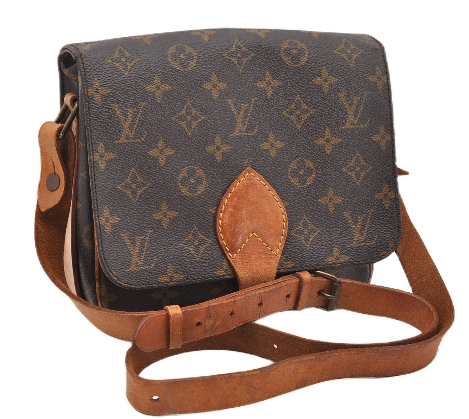 Authentic Louis Vuitton Monogram Cartouchiere MM M51253 Shoulder Cross Bag K4662