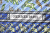 Authentic HERMES Pleats Scarf "CHASSE EN INDE" Silk Light Blue K4683