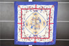 Authentic HERMES Carre 90 Scarf "LES BECANES" Silk Blue K4687