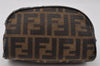 Authentic FENDI Zucca Vintage Pouch Purse Canvas Leather Brown Junk K4690