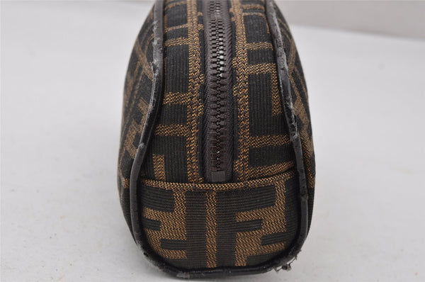 Authentic FENDI Zucca Vintage Pouch Purse Canvas Leather Brown Junk K4690