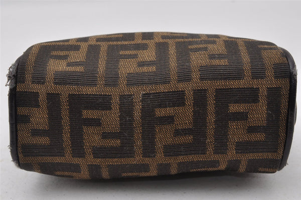 Authentic FENDI Zucca Vintage Pouch Purse Canvas Leather Brown Junk K4690