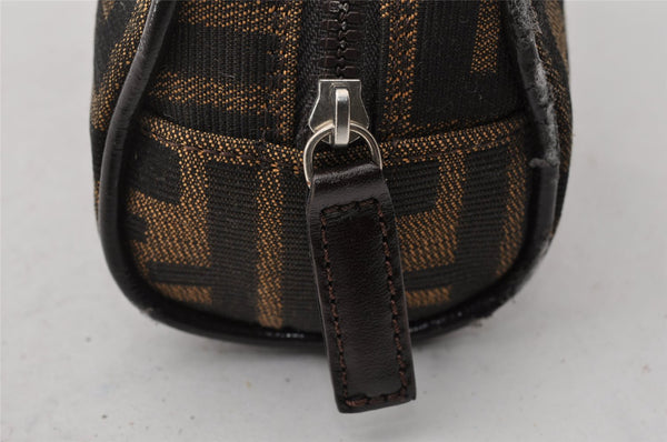 Authentic FENDI Zucca Vintage Pouch Purse Canvas Leather Brown Junk K4690