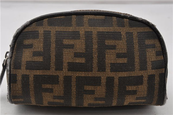 Authentic FENDI Zucca Vintage Pouch Purse Canvas Leather Brown Junk K4690
