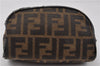 Authentic FENDI Zucca Vintage Pouch Purse Canvas Leather Brown Junk K4690