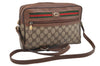 Authentic GUCCI Web Sherry Line Shoulder Cross Bag GG PVC Leather Brown K4692