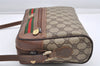 Authentic GUCCI Web Sherry Line Shoulder Cross Bag GG PVC Leather Brown K4692