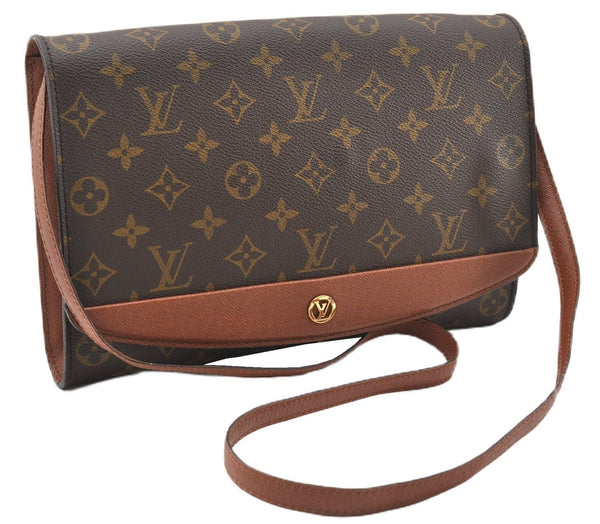Authentic Louis Vuitton Monogram Bordeaux M51797 2Way Shoulder Clutch Bag K4694