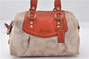 Authentic COACH Op Art 2Way Shoulder Hand Bag Satin Leather F20027 Beige K4702