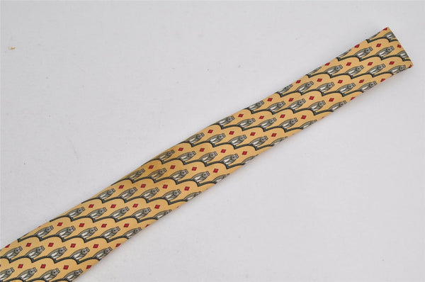 Authentic HERMES Tie Necktie Parrot Pattern Silk 7167FA Yellow K4703