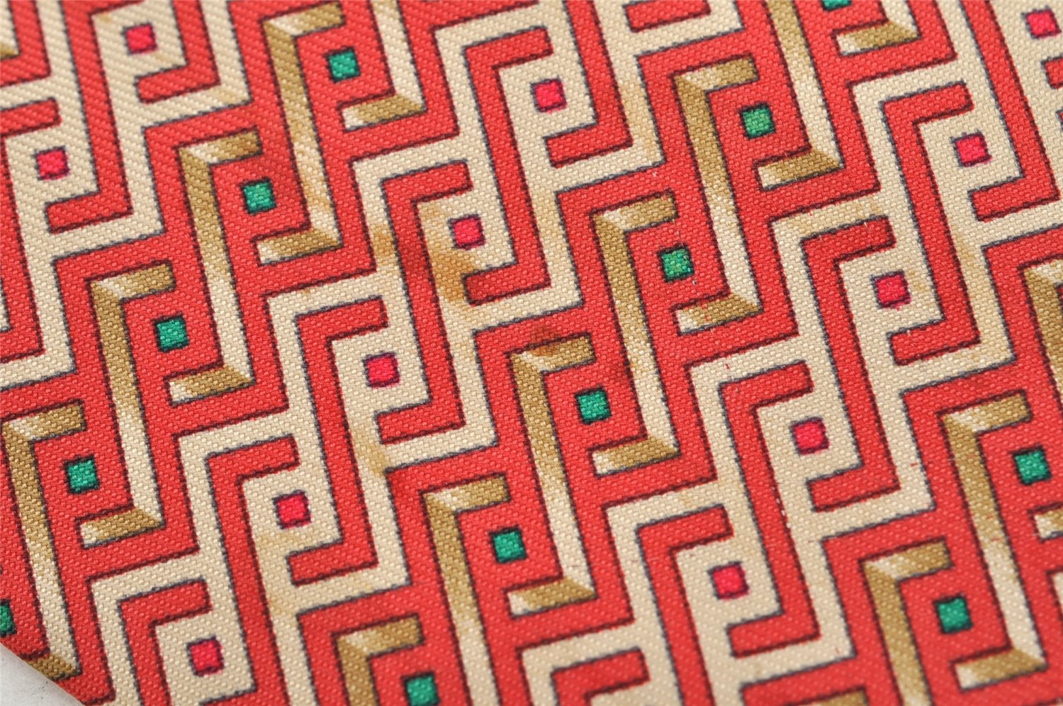 Authentic HERMES Tie Necktie Chain Pattern Silk 7644TA Red K4704