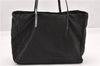 Authentic FENDI Vintage Zucca Shoulder Tote Bag Nylon Leather Black K4705