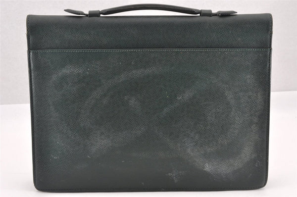 Authentic Louis Vuitton Taiga Serviette Kourad Briefcase Green M30074 LV K4707