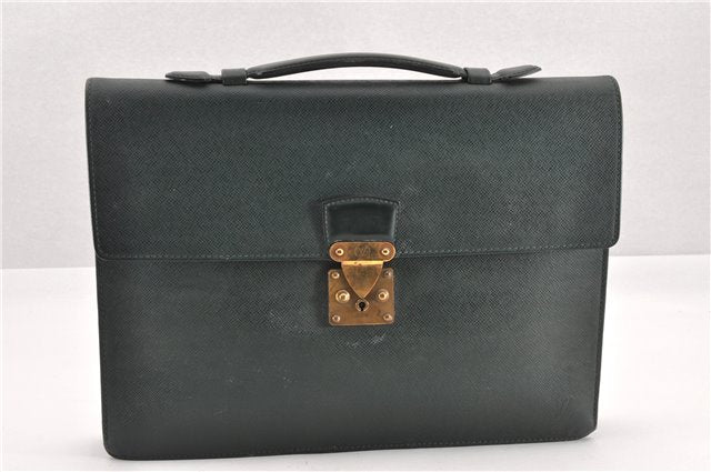 Authentic Louis Vuitton Taiga Serviette Kourad Briefcase Green M30074 LV K4707