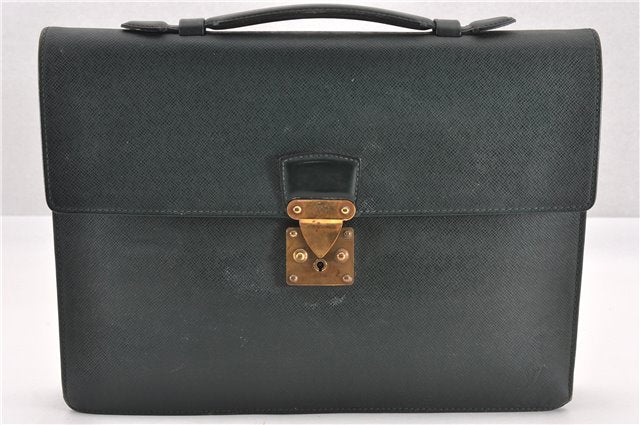 Authentic Louis Vuitton Taiga Serviette Kourad Briefcase Green M30074 LV K4707