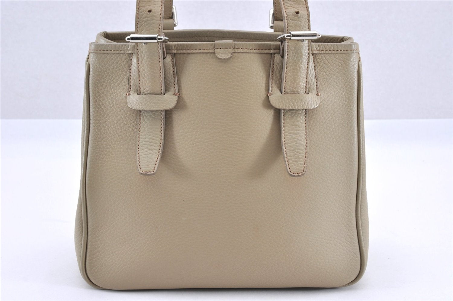 Authentic BURBERRY Vintage Leather Shoulder Hand Bag Purse Beige K4708